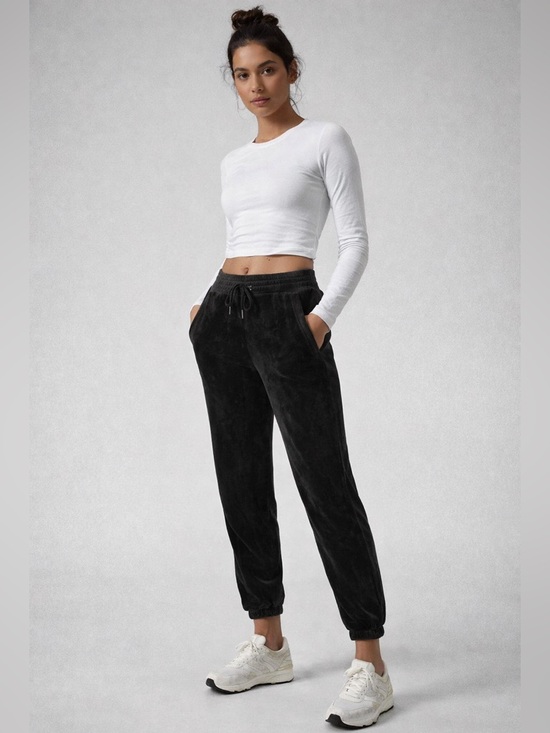 Athleta Pants - Athleta Revive Cozy Karma Jogger Pants Black Velour Plush Lounge Women’s MT Tall